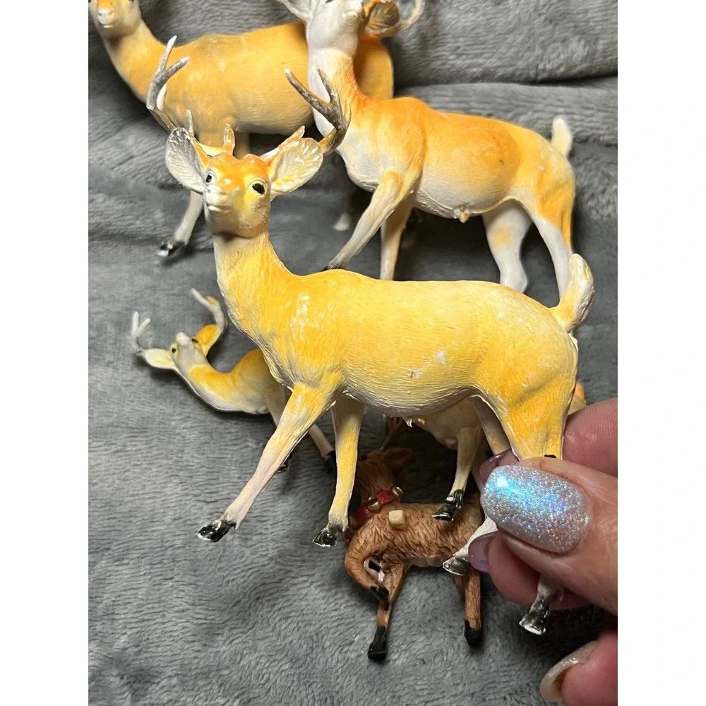 Vintage Hong Kong Deer Figurines Lot Hand‎ Painted Buck Reindeer 4in Japan Era